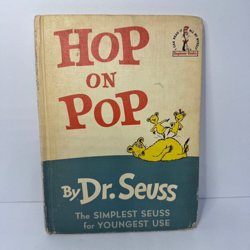 Hop on Pop by Dr. Seuss 1963 Hardcover Beginner Kids Books Random House Vintage